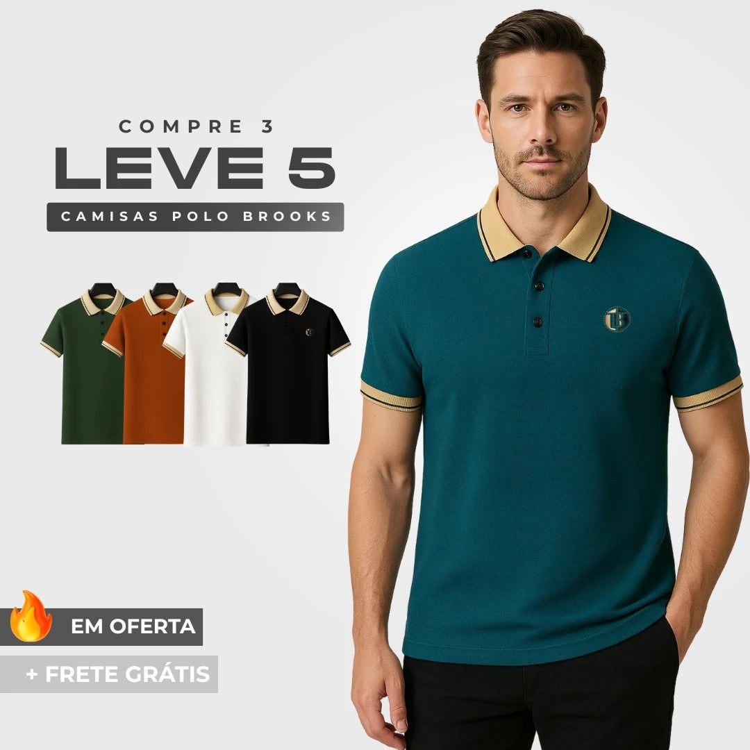 Compre 3 Leve 5 - Camisa Polo Brooks em Tecido Ice Fresh!