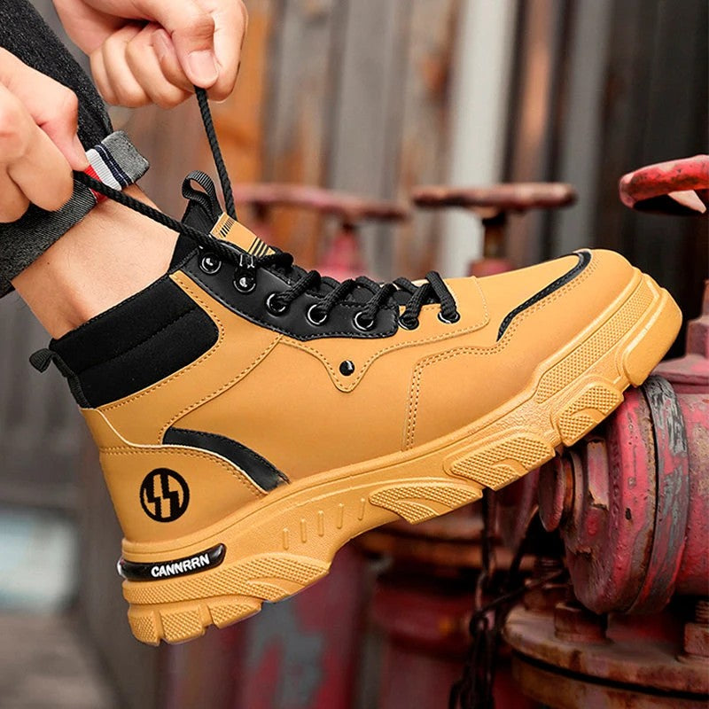 Bota Masculina Vallor em Couro Legítimo Ortopédica e Sola Antiderrapante +BRINDES: Relógio, Carteira e Óculos de Sol