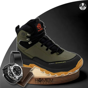 Kit Bota Masculina Safety em 100% Couro Legítimo (à Prova D'Água e Antiderrapante) + 3 BRINDES Limitados