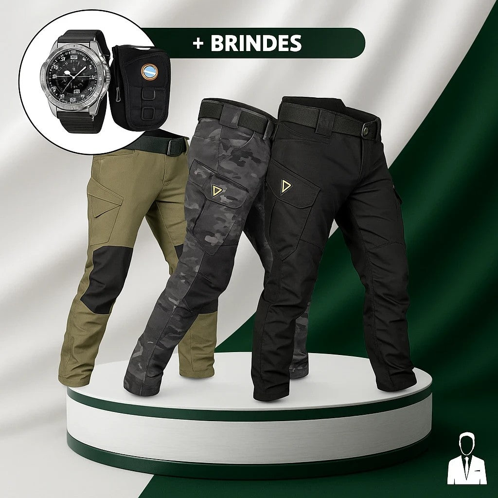 [Leve 3 Pague 2] Calça Militar Lionor em Tecido RipStop e Poliéster +BRINDES: Relógio Tático e Cinto Tático e Mini Bag