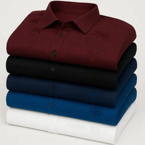 [PAGUE 3 LEVE 5] Camisa Social Masculina Rivanel em 68% Viscose, 27% Seda Tecnológica e 5% Elastano + BRINDES: Cinto, Carteira e Relógio