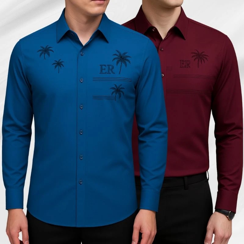 [PAGUE 3 LEVE 5] Camisa Social Masculina Rivanel em 68% Viscose, 27% Seda Tecnológica e 5% Elastano + BRINDES: Cinto, Carteira e Relógio